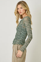 Wildflower Riot Mesh Top-Long Sleeves-Vixen Collection, Day Spa and Women's Boutique Located in Seattle, Washington
