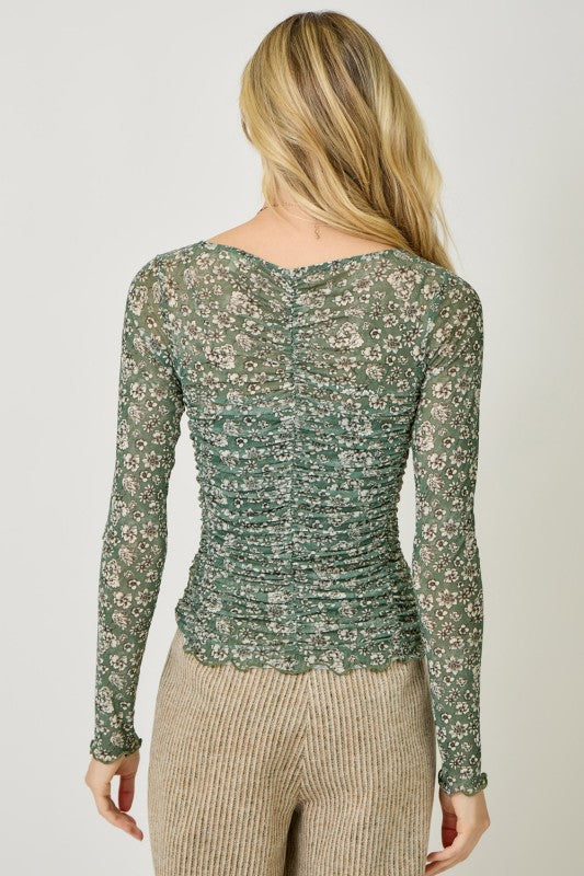 Wildflower Riot Mesh Top-Long Sleeves-Vixen Collection, Day Spa and Women's Boutique Located in Seattle, Washington