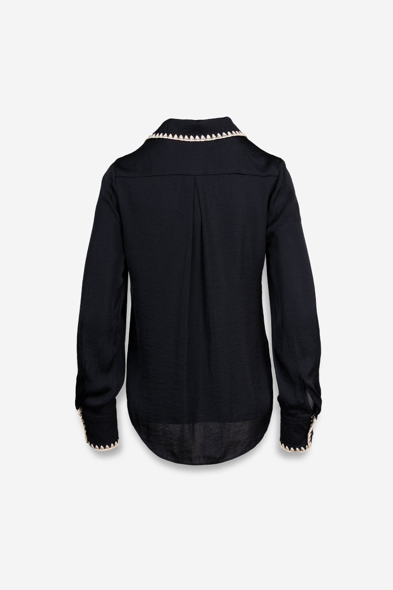 Simone Stitch Button-Up Blouse-Long Sleeves-Vixen Collection, Day Spa and Women's Boutique Located in Seattle, Washington