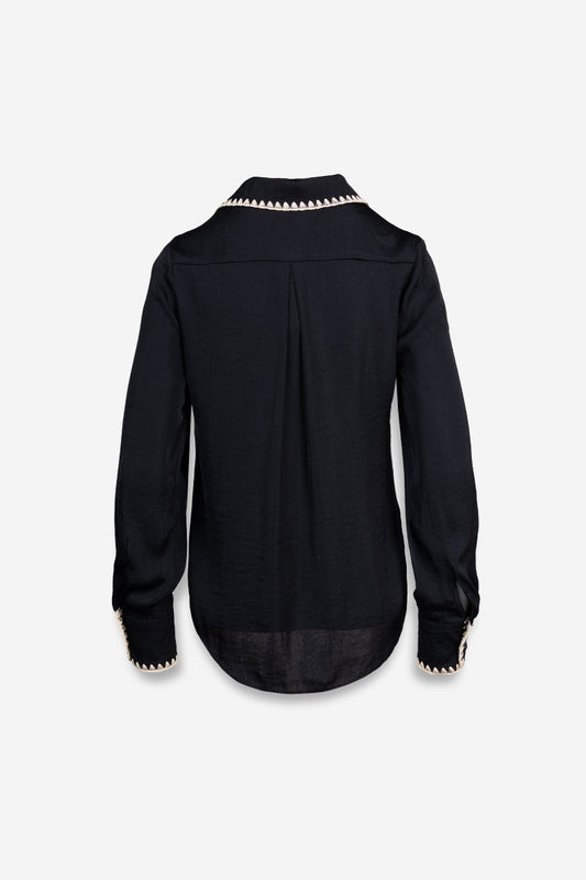 Simone Stitch Button-Up Blouse-Long Sleeves-Vixen Collection, Day Spa and Women's Boutique Located in Seattle, Washington