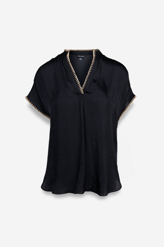 Margaux Stitch Blouse-Short Sleeves-Vixen Collection, Day Spa and Women's Boutique Located in Seattle, Washington