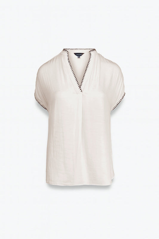 Margaux Stitch Blouse-Short Sleeves-Vixen Collection, Day Spa and Women's Boutique Located in Seattle, Washington