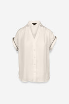 Bianca Button Up Blouse-Short Sleeves-Vixen Collection, Day Spa and Women's Boutique Located in Seattle, Washington