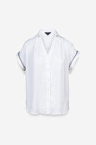 Bianca Button Up Blouse-Short Sleeves-Vixen Collection, Day Spa and Women's Boutique Located in Seattle, Washington
