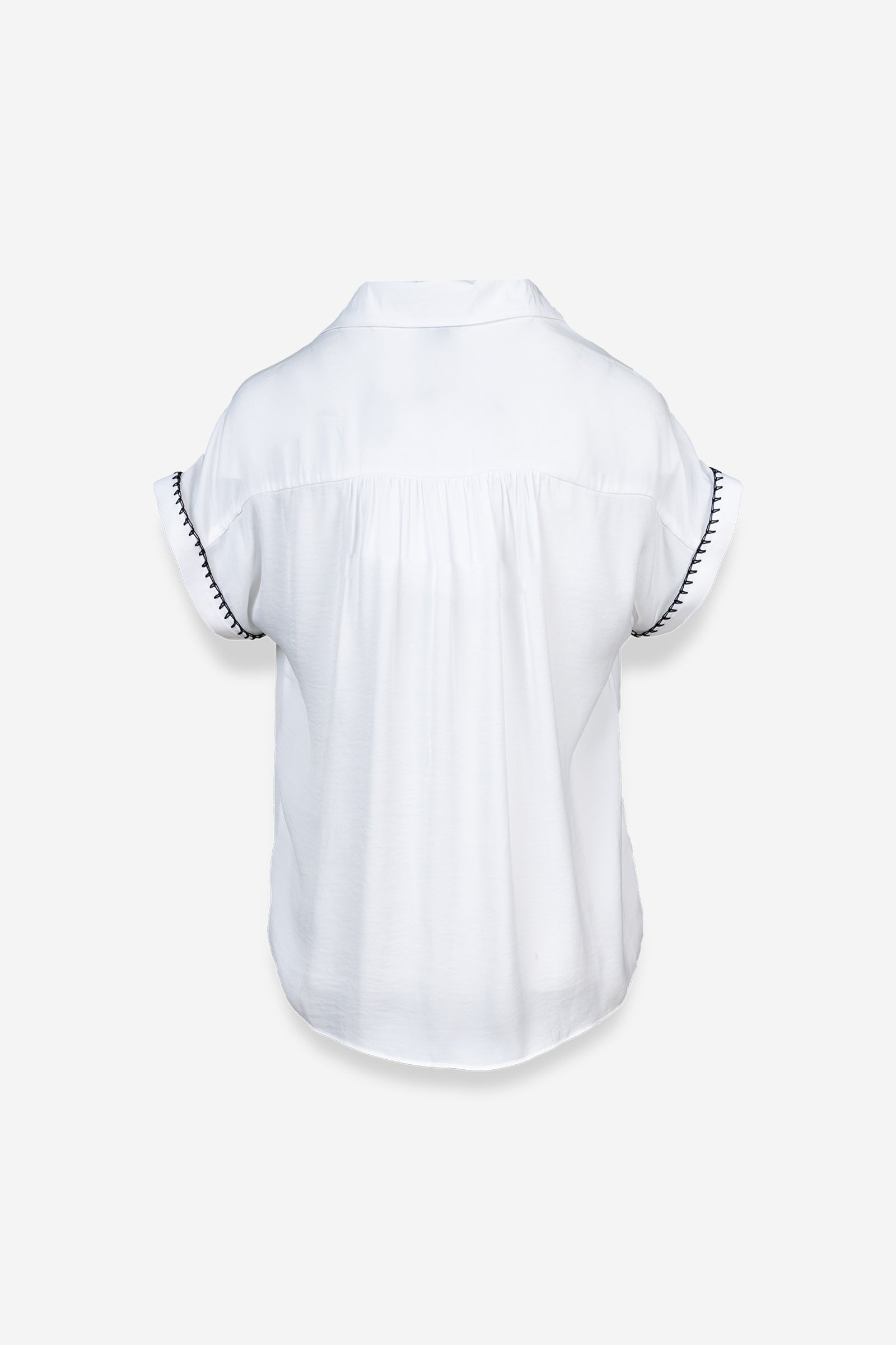 Bianca Button Up Blouse-Short Sleeves-Vixen Collection, Day Spa and Women's Boutique Located in Seattle, Washington