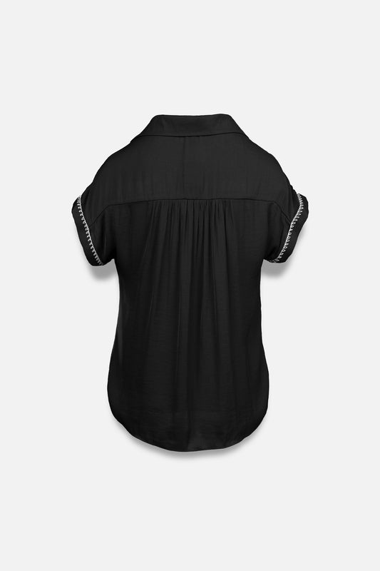 Bianca Button Up Blouse-Short Sleeves-Vixen Collection, Day Spa and Women's Boutique Located in Seattle, Washington