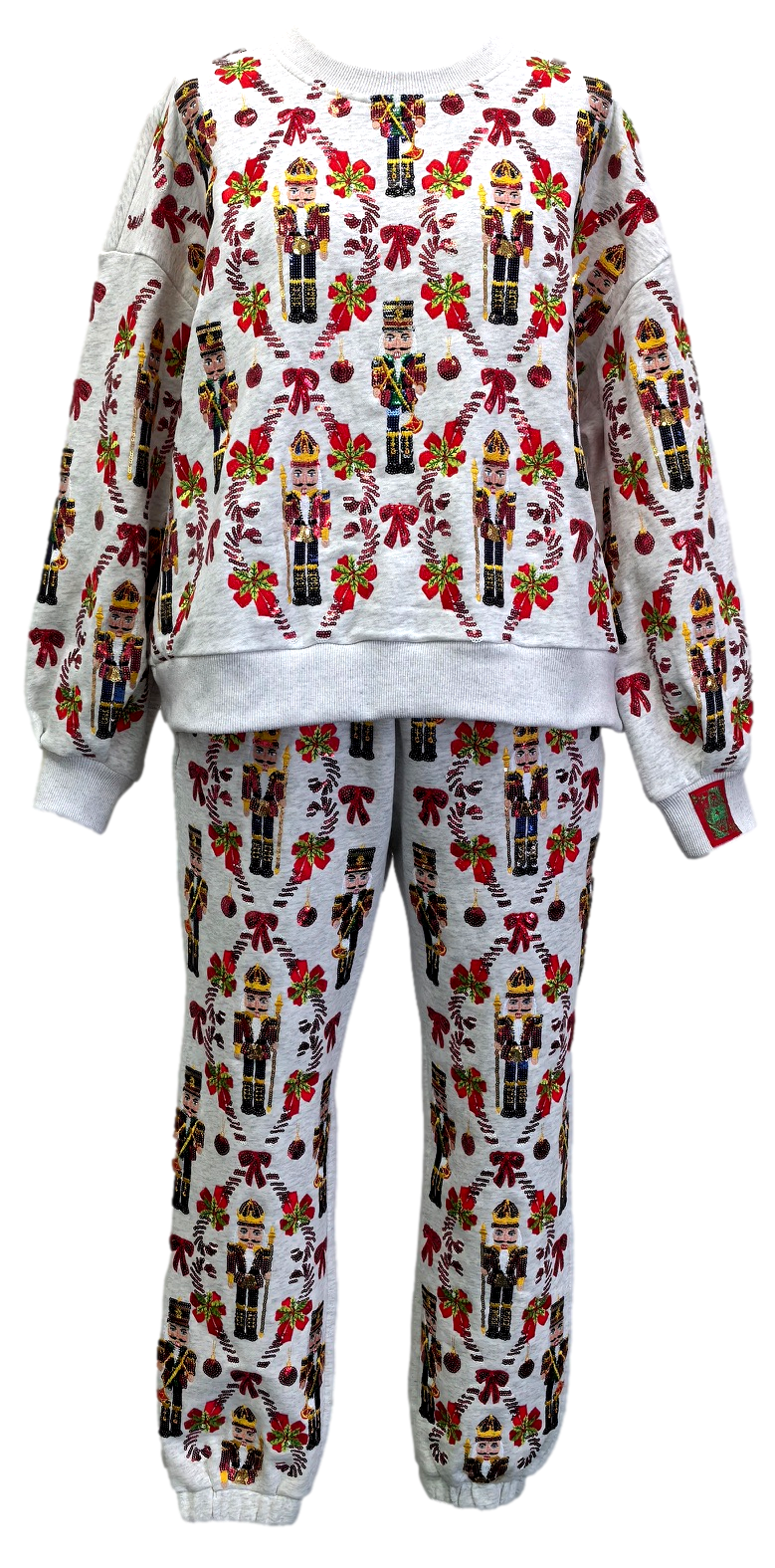 Nutcracker & Candy Cane Sweatshirt-Sweatshirts-Vixen Collection, Day Spa and Women's Boutique Located in Seattle, Washington