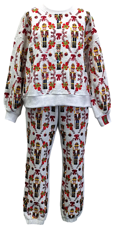 Nutcracker & Candy Cane Sweatshirt-Sweatshirts-Vixen Collection, Day Spa and Women's Boutique Located in Seattle, Washington