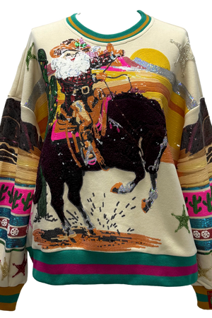 Vintage Cowboy Santa Sweatshirt-Sweatshirts-Vixen Collection, Day Spa and Women's Boutique Located in Seattle, Washington