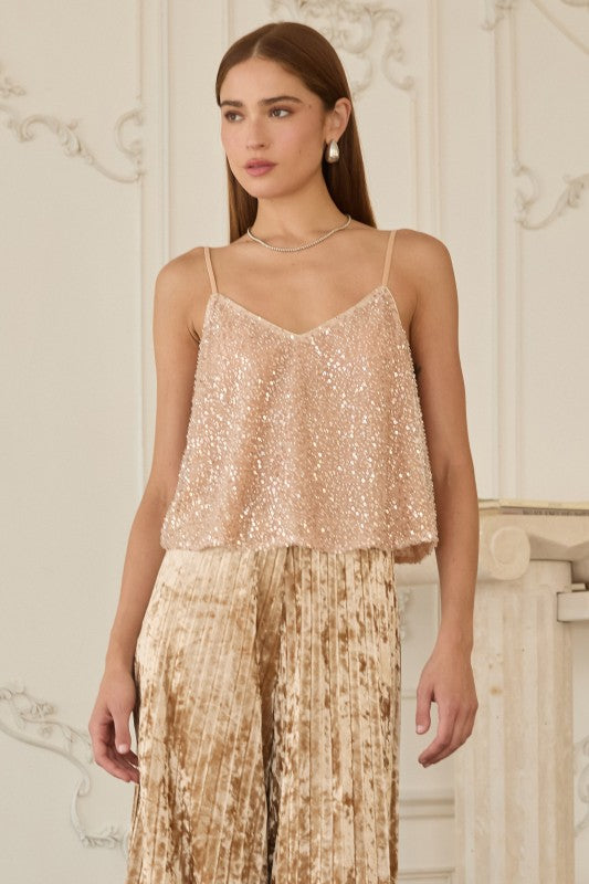 Celeste Shimmer Cami Top-Tank Tops-Vixen Collection, Day Spa and Women's Boutique Located in Seattle, Washington