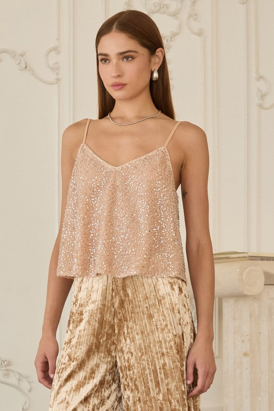 Celeste Shimmer Cami Top-Tank Tops-Vixen Collection, Day Spa and Women's Boutique Located in Seattle, Washington