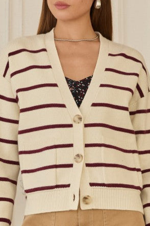 Sweet Stripe Cardigan-Sweaters-Vixen Collection, Day Spa and Women's Boutique Located in Seattle, Washington