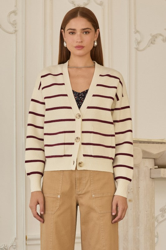 Sweet Stripe Cardigan-Sweaters-Vixen Collection, Day Spa and Women's Boutique Located in Seattle, Washington