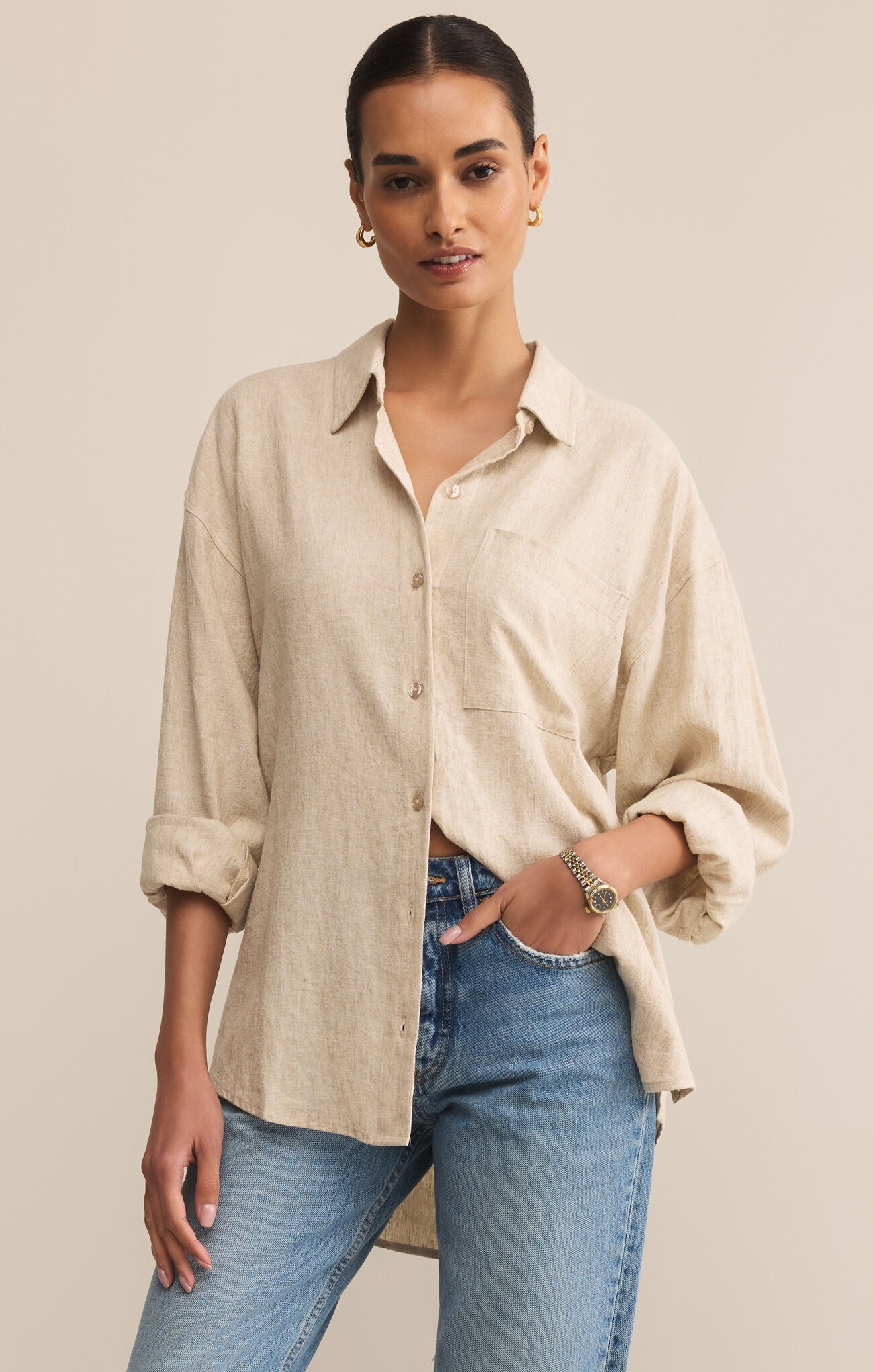Alfie Button Up Shirt-Long Sleeves-Vixen Collection, Day Spa and Women's Boutique Located in Seattle, Washington