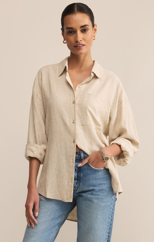 Alfie Button Up Shirt-Long Sleeves-Vixen Collection, Day Spa and Women's Boutique Located in Seattle, Washington