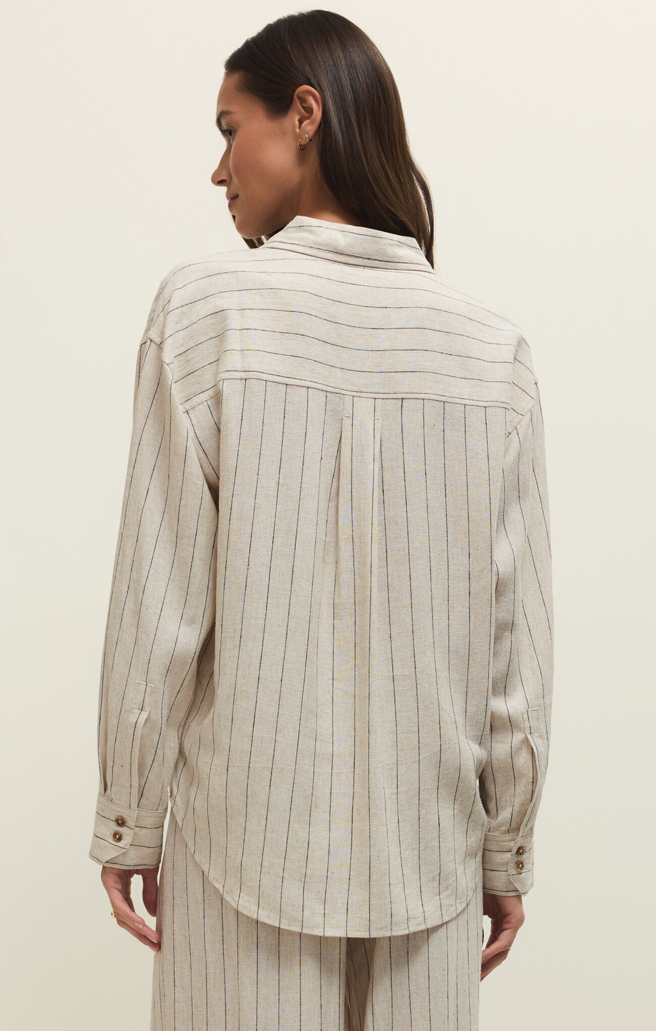 Alfie Striped Button Up Top-Long Sleeves-Vixen Collection, Day Spa and Women's Boutique Located in Seattle, Washington