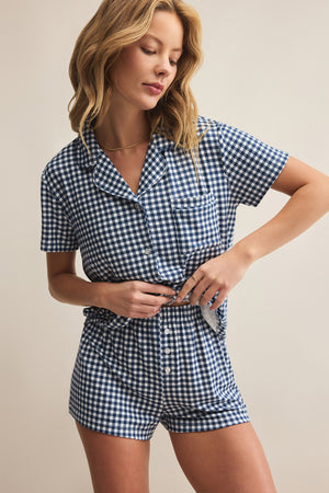 Maddie Gingham Short-Loungewear Bottoms-Vixen Collection, Day Spa and Women's Boutique Located in Seattle, Washington