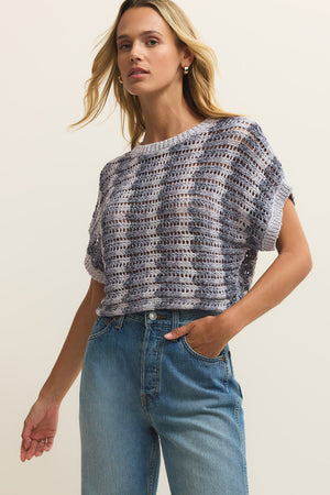 Ballast Crochet Stripe Top-Short Sleeves-Vixen Collection, Day Spa and Women's Boutique Located in Seattle, Washington
