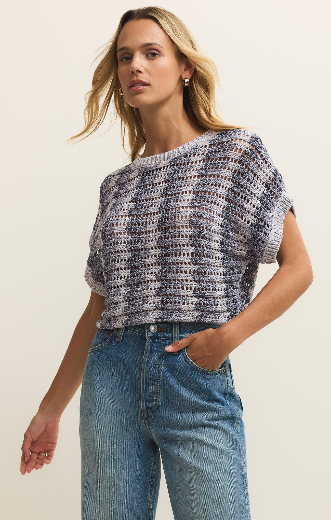 Ballast Crochet Stripe Top-Short Sleeves-Vixen Collection, Day Spa and Women's Boutique Located in Seattle, Washington