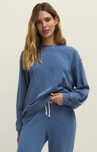 Boyfriend Denim Sweatshirt-Sweatshirts-Vixen Collection, Day Spa and Women's Boutique Located in Seattle, Washington