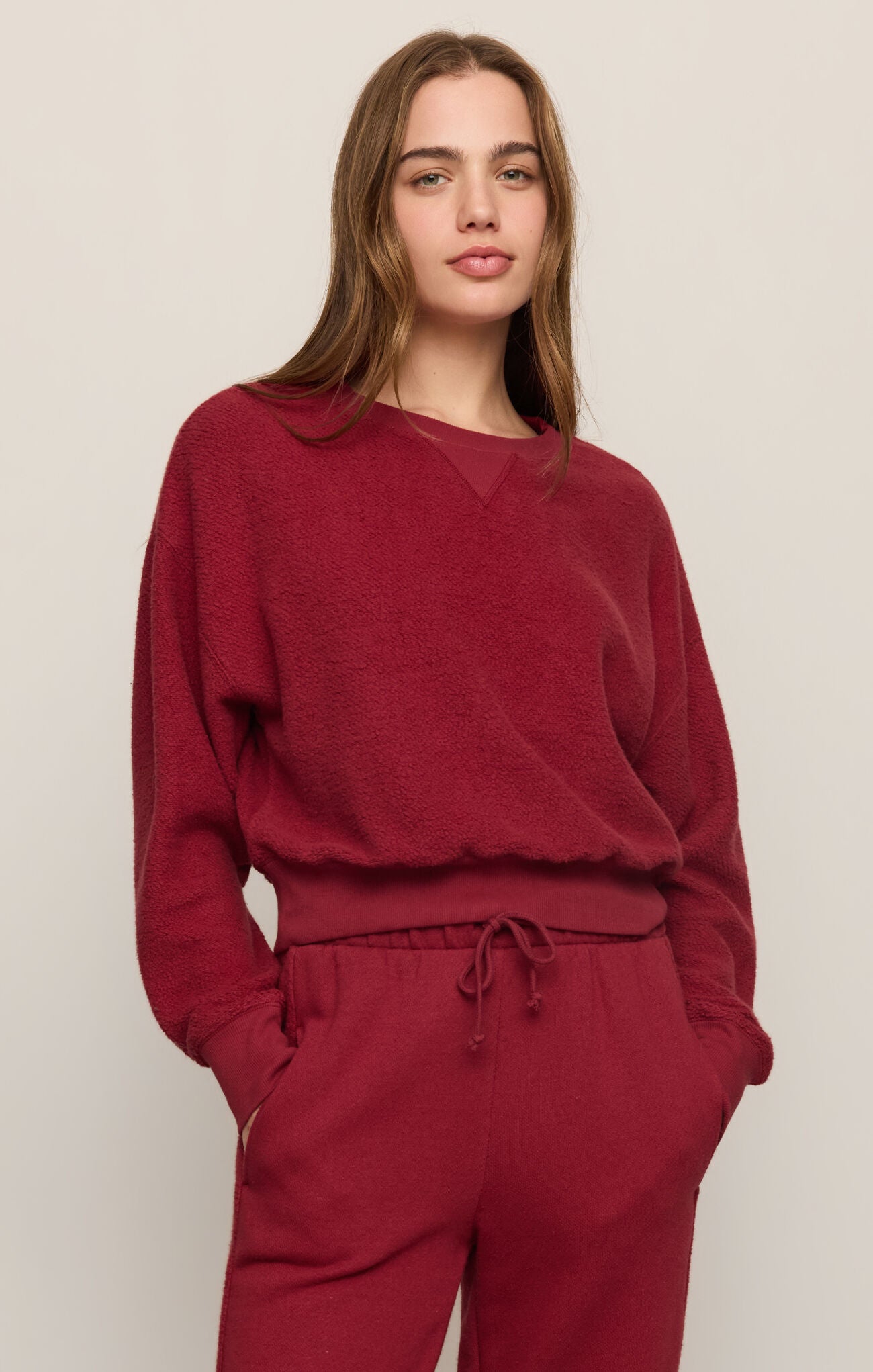 Clubhouse Textured Sweatshirt-Tops-Vixen Collection, Day Spa and Women's Boutique Located in Seattle, Washington