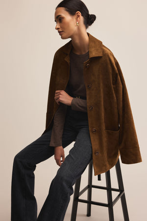 Decker Suede Chore Jacket-Jackets-Vixen Collection, Day Spa and Women's Boutique Located in Seattle, Washington