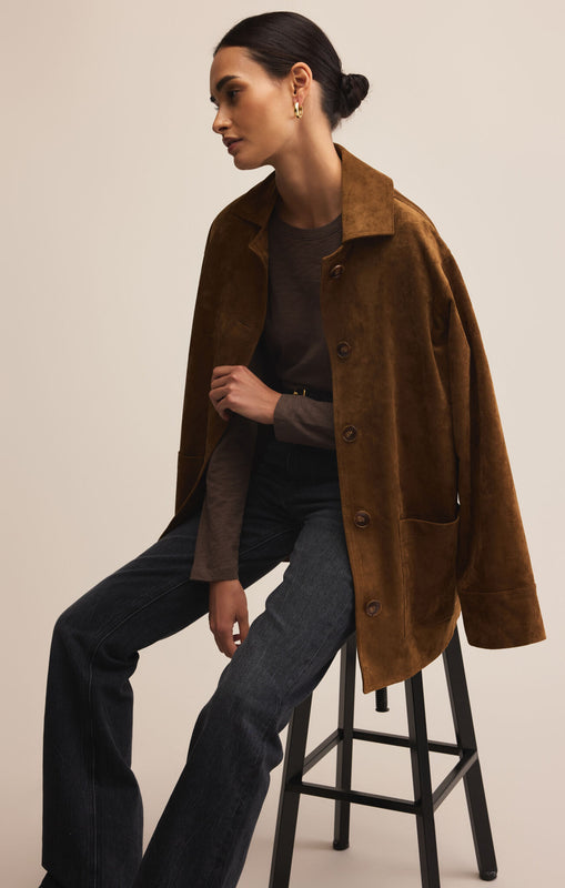 Decker Suede Chore Jacket-Jackets-Vixen Collection, Day Spa and Women's Boutique Located in Seattle, Washington