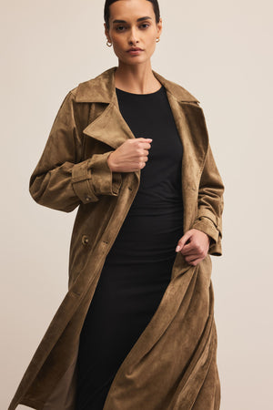 Dorian Suede Trench-Outerwear-Vixen Collection, Day Spa and Women's Boutique Located in Seattle, Washington