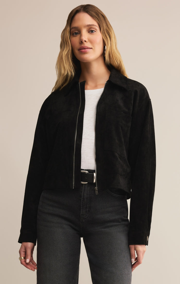 Z Supply Suede Cropped Zip Up Jacket | Vixen Collection