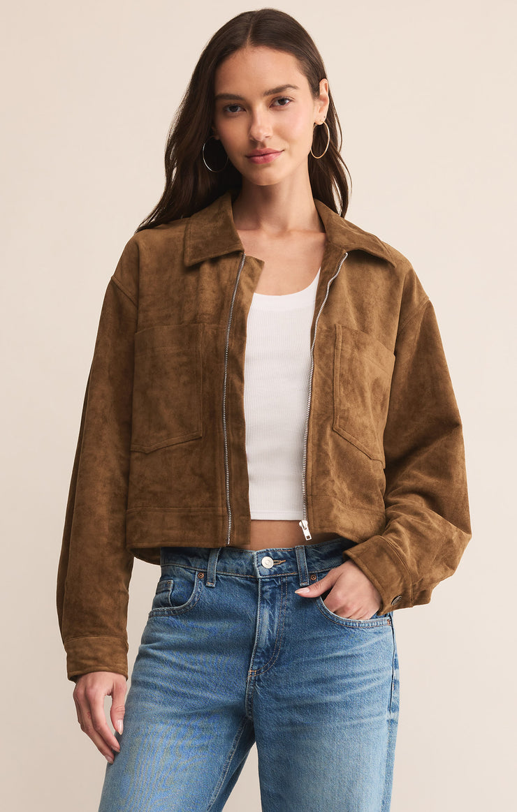 Z Supply Suede Cropped Zip Up Jacket | Vixen Collection