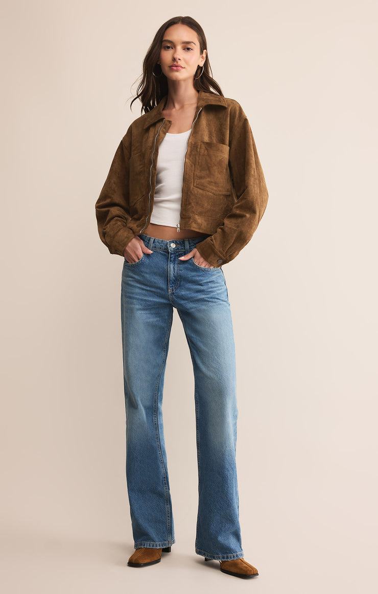 Z Supply Suede Cropped Zip Up Jacket | Vixen Collection