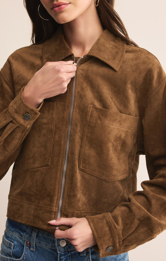 Z Supply Suede Cropped Zip Up Jacket | Vixen Collection