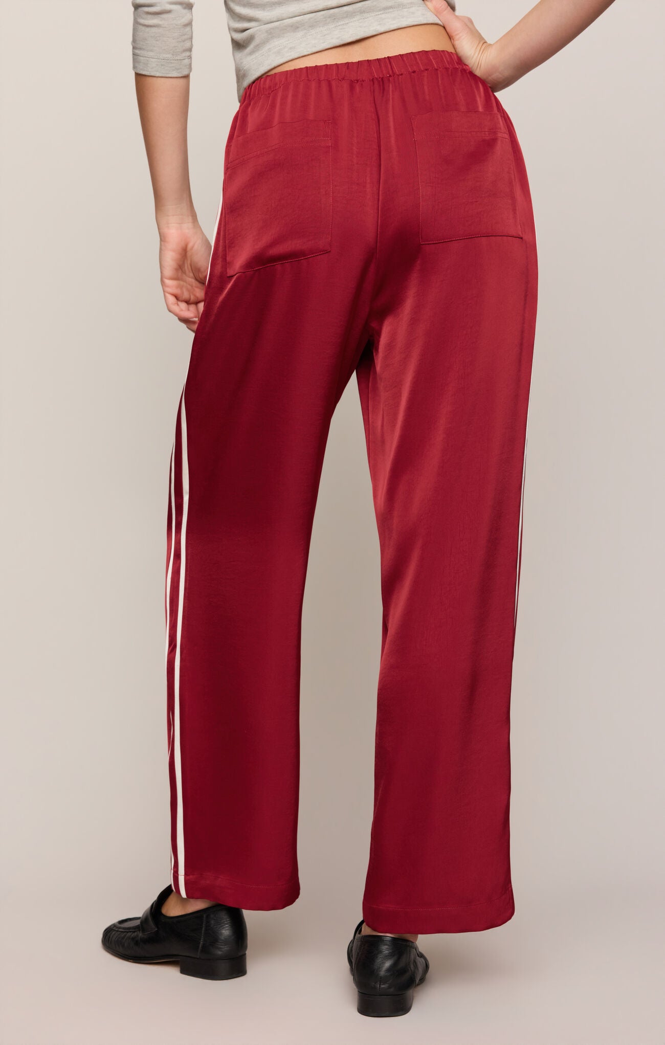 In Stride Satin Track Pant-Bottoms-Vixen Collection, Day Spa and Women's Boutique Located in Seattle, Washington