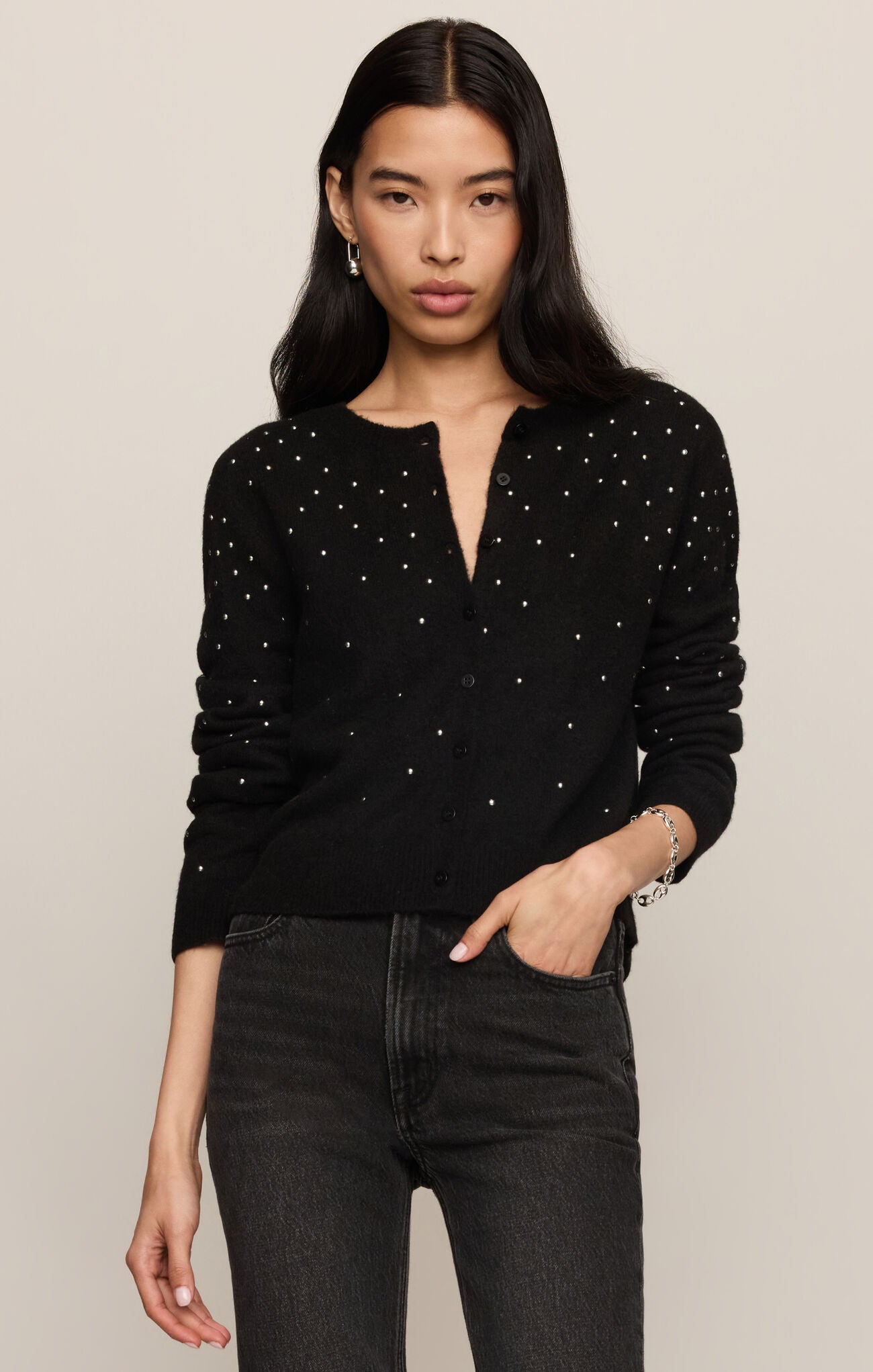 Medina Studded Cardigan-Tops-Vixen Collection, Day Spa and Women's Boutique Located in Seattle, Washington