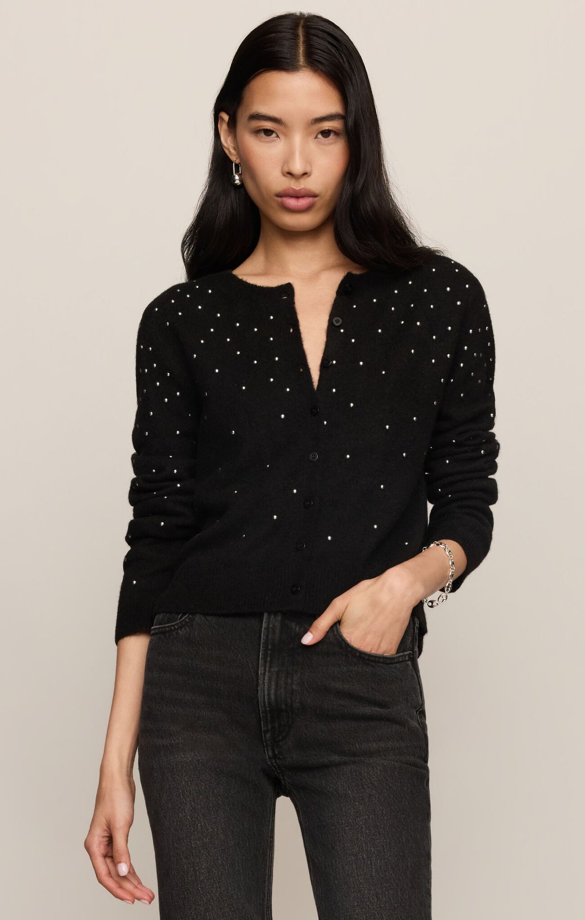 Medina Studded Cardigan-Tops-Vixen Collection, Day Spa and Women's Boutique Located in Seattle, Washington