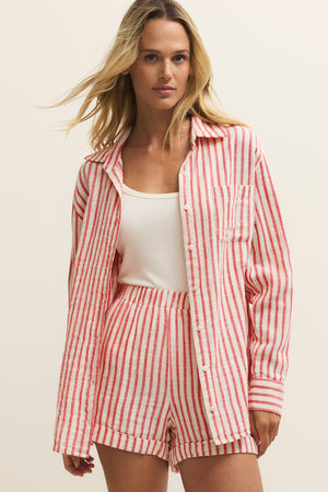 Saturdays Stripe Shirt-Long Sleeves-Vixen Collection, Day Spa and Women's Boutique Located in Seattle, Washington
