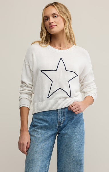 Z Supply White Star Sweater | Vixen Collection