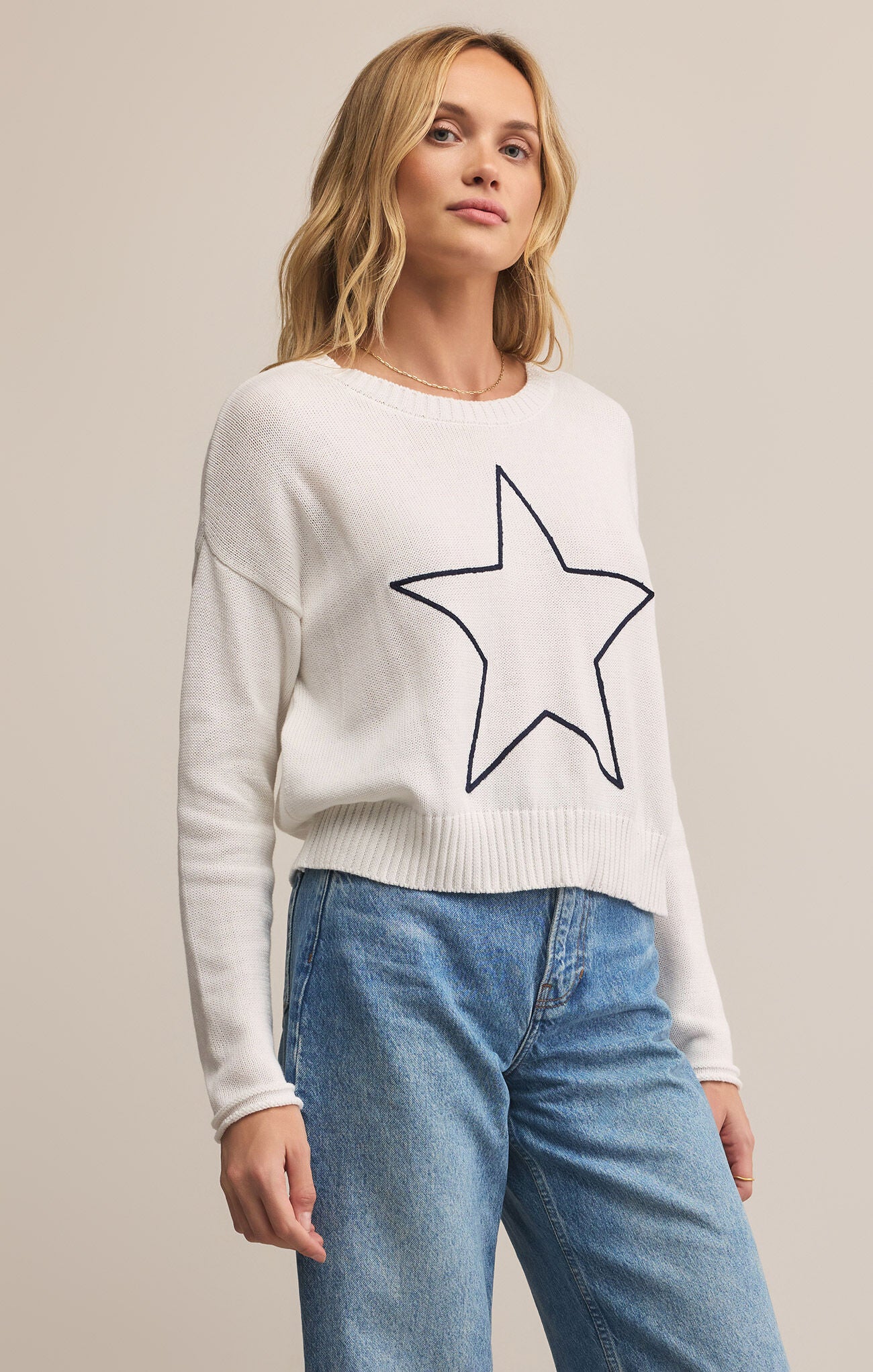 Z Supply White Star Sweater | Vixen Collection