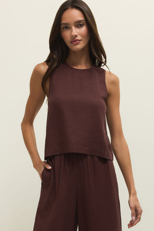Sloane Linen Top-Tank Tops-Vixen Collection, Day Spa and Women's Boutique Located in Seattle, Washington