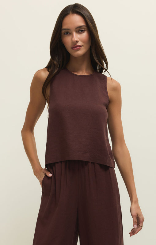 Sloane Linen Top-Tank Tops-Vixen Collection, Day Spa and Women's Boutique Located in Seattle, Washington