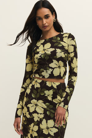 Taysha Ren Floral Mesh Top-Long Sleeves-Vixen Collection, Day Spa and Women's Boutique Located in Seattle, Washington