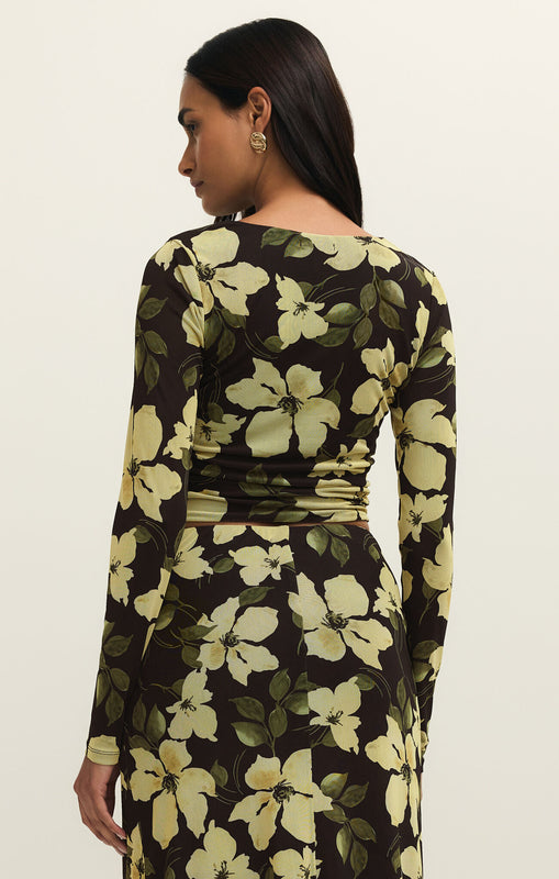 Taysha Ren Floral Mesh Top-Long Sleeves-Vixen Collection, Day Spa and Women's Boutique Located in Seattle, Washington