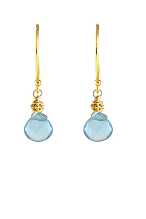 Tiny Gold Swiss Blue Quartz Earring-Earrings-Vixen Collection, Day Spa and Women's Boutique Located in Seattle, Washington