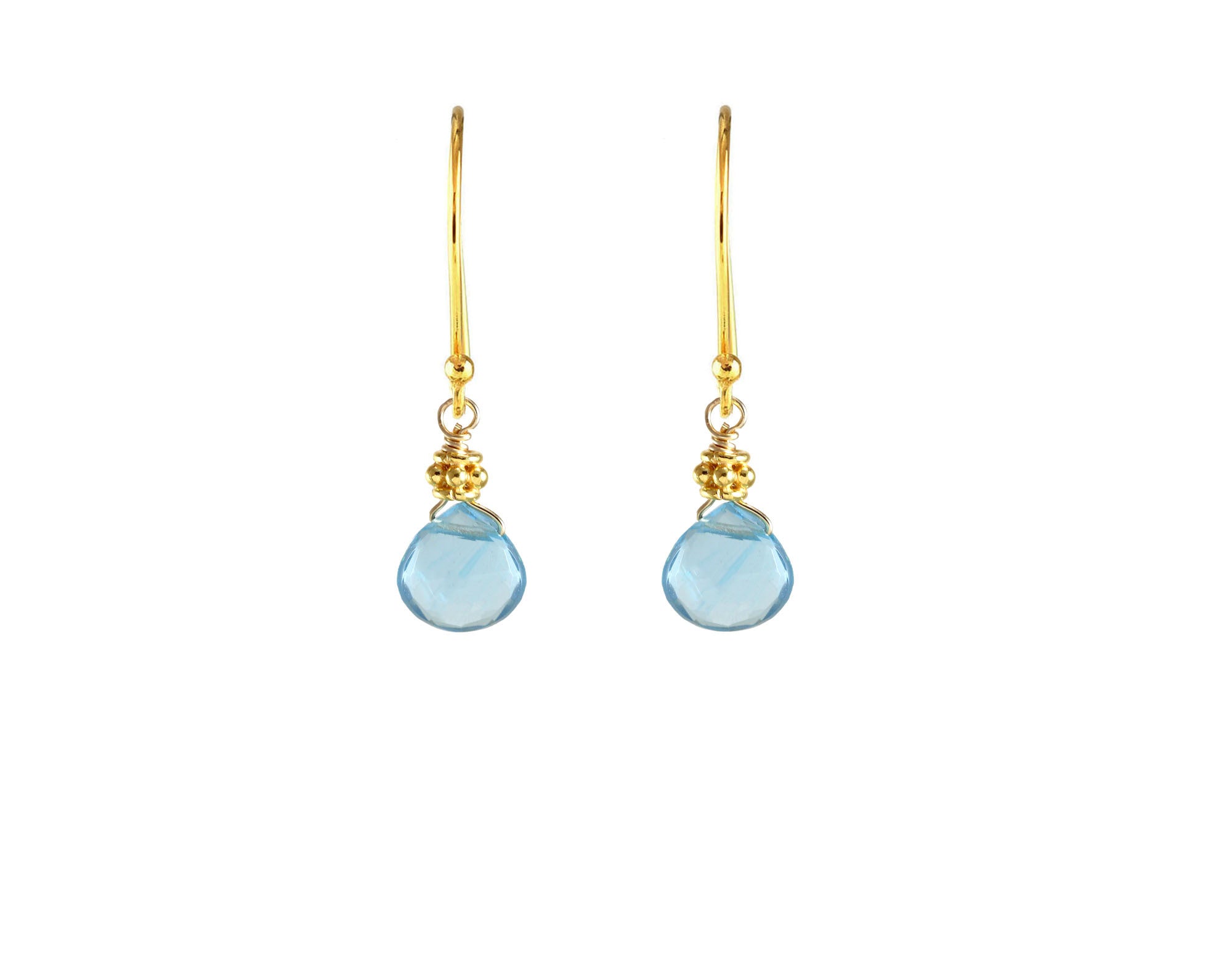 Tiny Gold Swiss Blue Quartz Earring-Earrings-Vixen Collection, Day Spa and Women's Boutique Located in Seattle, Washington