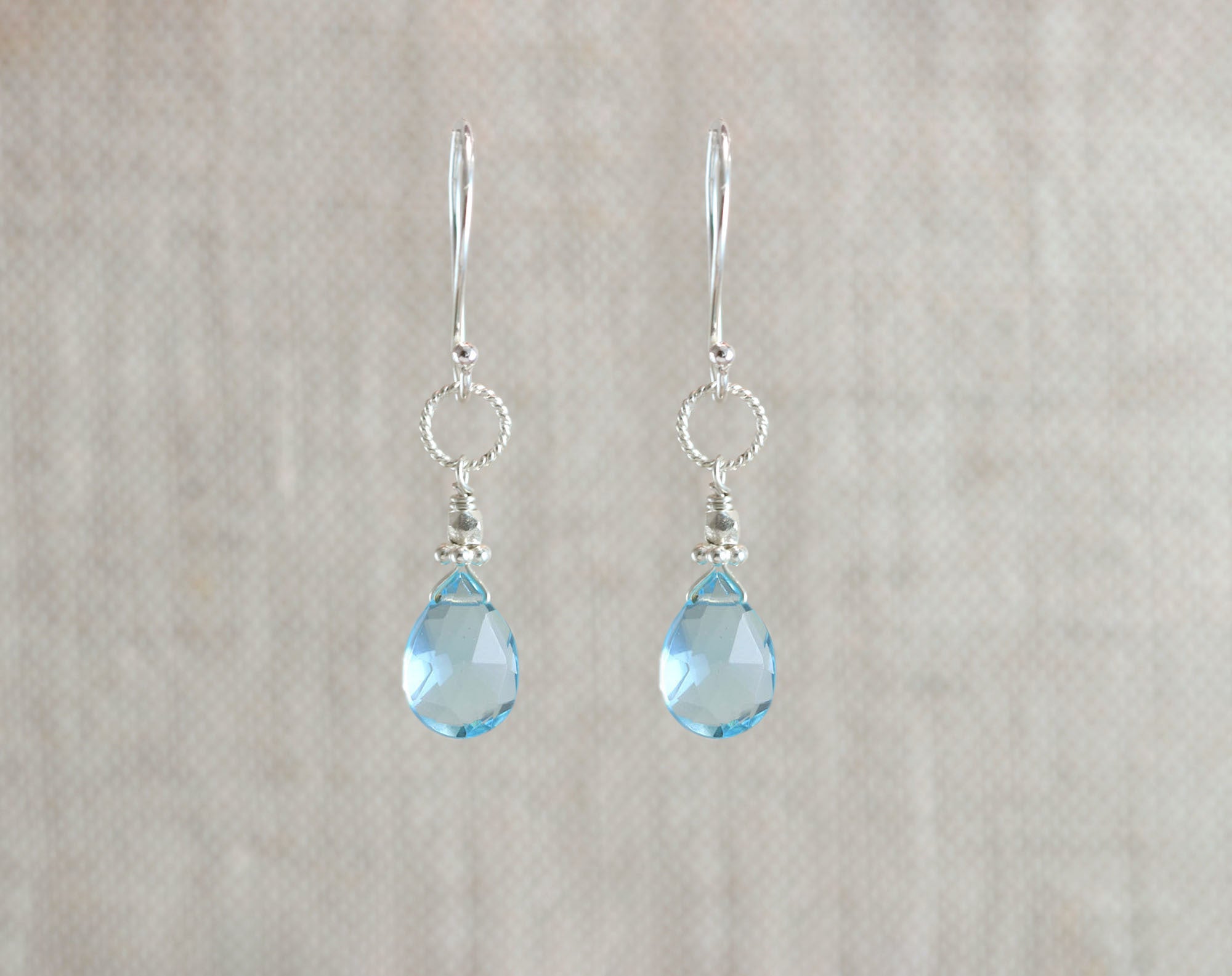 Swiss Blue Quartz Rope Link Earrings-Earrings-Vixen Collection, Day Spa and Women's Boutique Located in Seattle, Washington