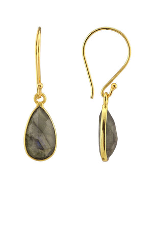 Labradorite Teardrop Gold Bezel Earring-Earrings-Vixen Collection, Day Spa and Women's Boutique Located in Seattle, Washington