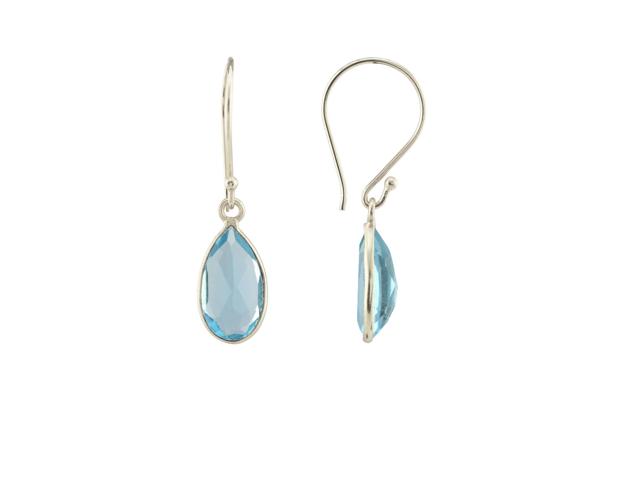 Small Swiss Blue Quartz Teardrop Earring-Earrings-Vixen Collection, Day Spa and Women's Boutique Located in Seattle, Washington