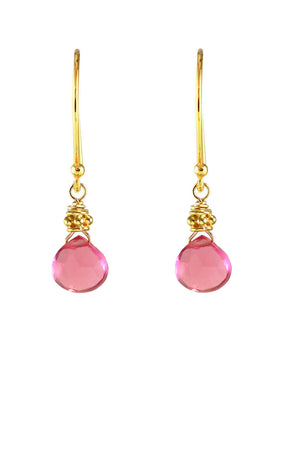 Gold Rubellite Quartz Earring-Earrings-Vixen Collection, Day Spa and Women's Boutique Located in Seattle, Washington