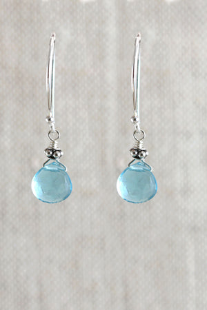 Tiny Silver Swiss Blue Quartz Earring-Earrings-Vixen Collection, Day Spa and Women's Boutique Located in Seattle, Washington