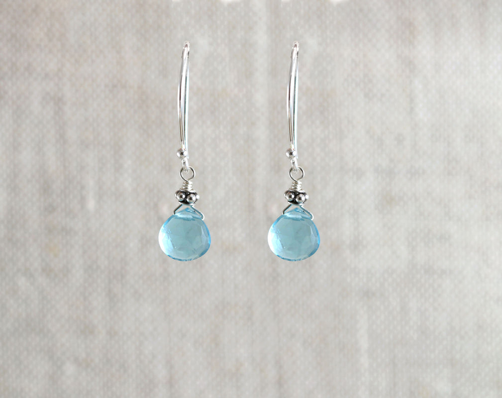 Tiny Silver Swiss Blue Quartz Earring-Earrings-Vixen Collection, Day Spa and Women's Boutique Located in Seattle, Washington